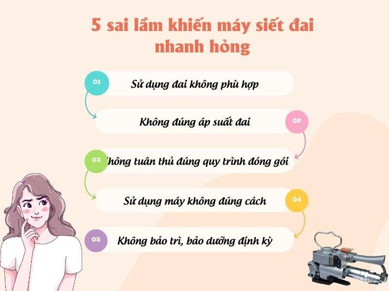 5 sai lầm m&aacute;y đ&oacute;ng đai hỏng